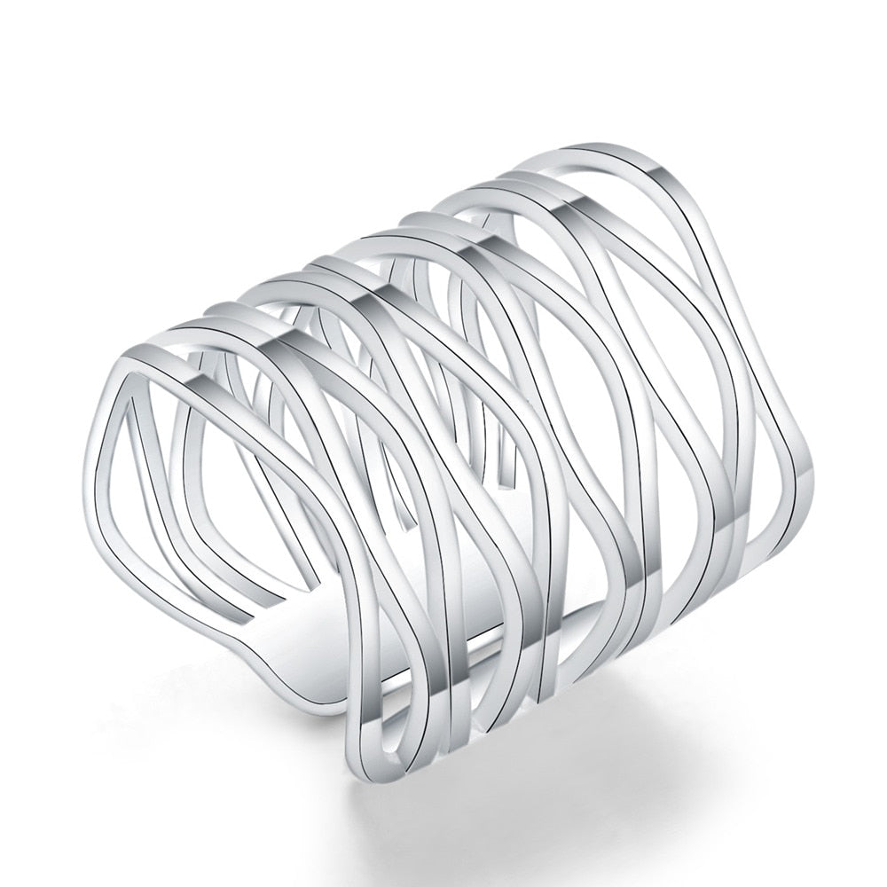 Beautiful lady SILVER ring mesh open pretty fashion Wedding Party silver Plated NICE women Lady Ring jewelry LR056