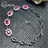 Beautiful silver ruby bracelet 5 pcs natural blood red ruby bracelet solid 925 silver ruby bracelet luxurious gift for girl