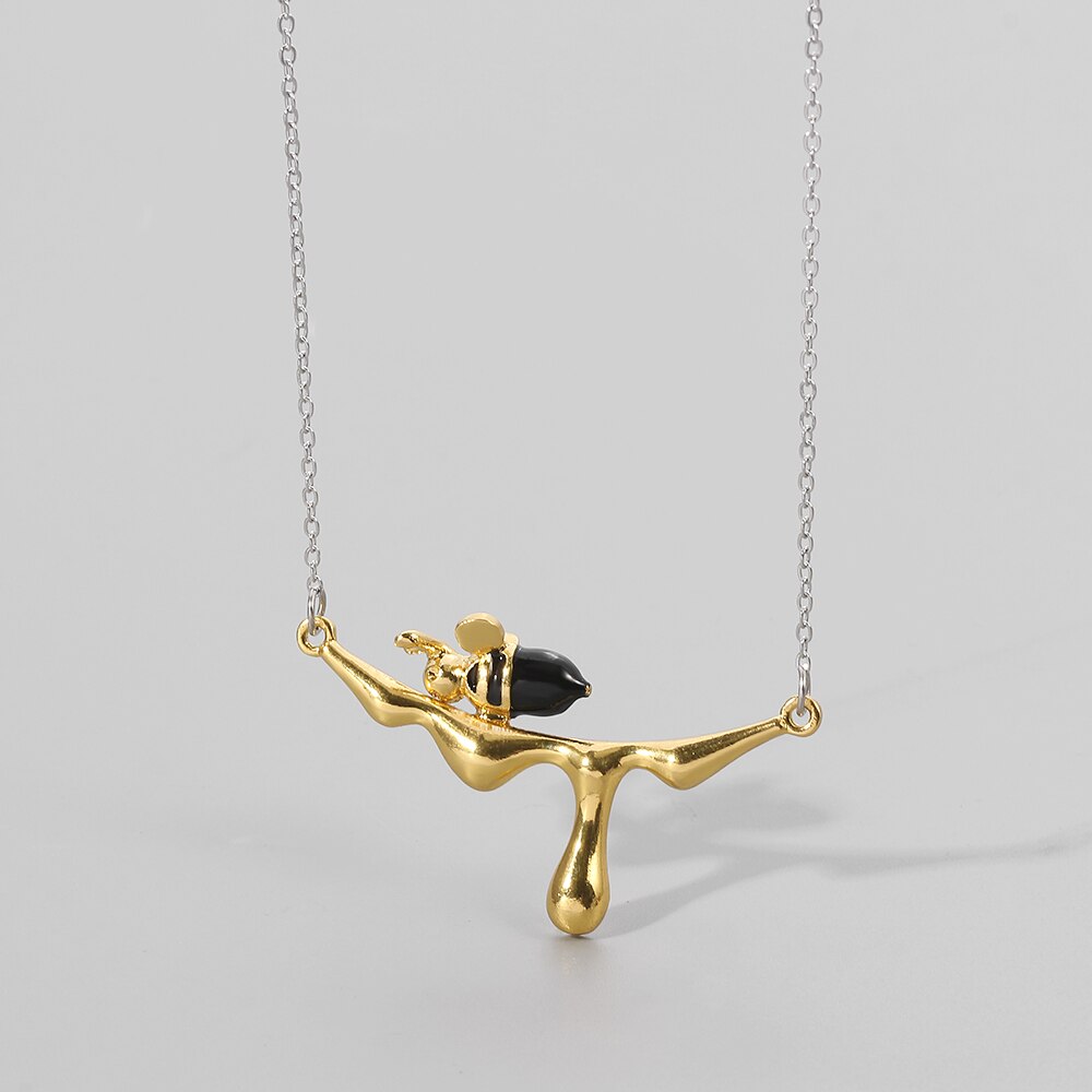 Bee and Dripping Honey Pendant Necklace Charm golden silver color bee chain necklace Designer Fine animal Jewelry gift for Women