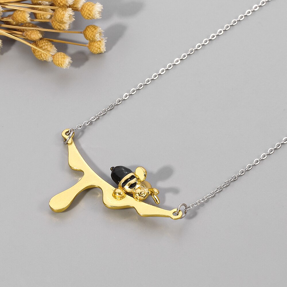 Bee and Dripping Honey Pendant Necklace Charm golden silver color bee chain necklace Designer Fine animal Jewelry gift for Women