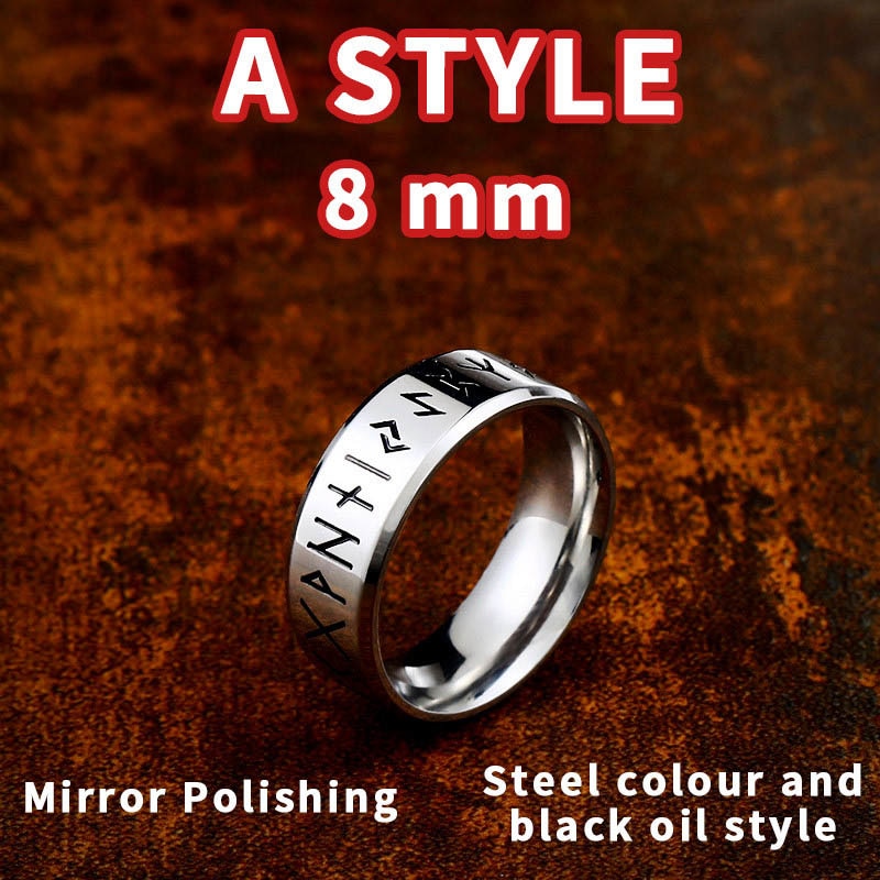 316L Stainless steel Fashion Style MEN and women Retro Odin Jewelry Viking Female Amulet Vintage Norse Rune words Rings