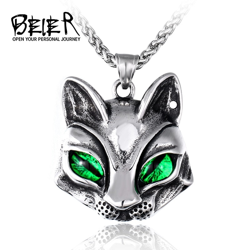Beier 316L stainless steel Norse Viking Pendant Necklace Cat head animal Scandinavian odin amulet men jewelry BP8-553