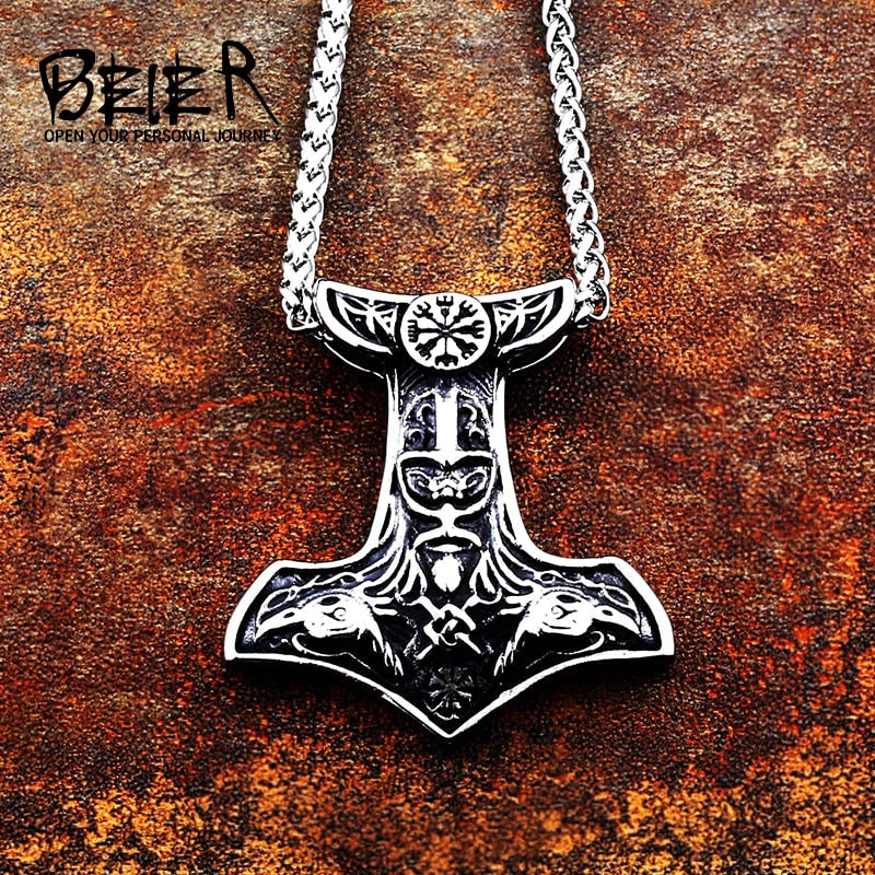 Beier 316L stainless steel Norse Vikings Pendant Amulet scandinavian Odin raven Original Animal pendant necklace Jewelry  LP089