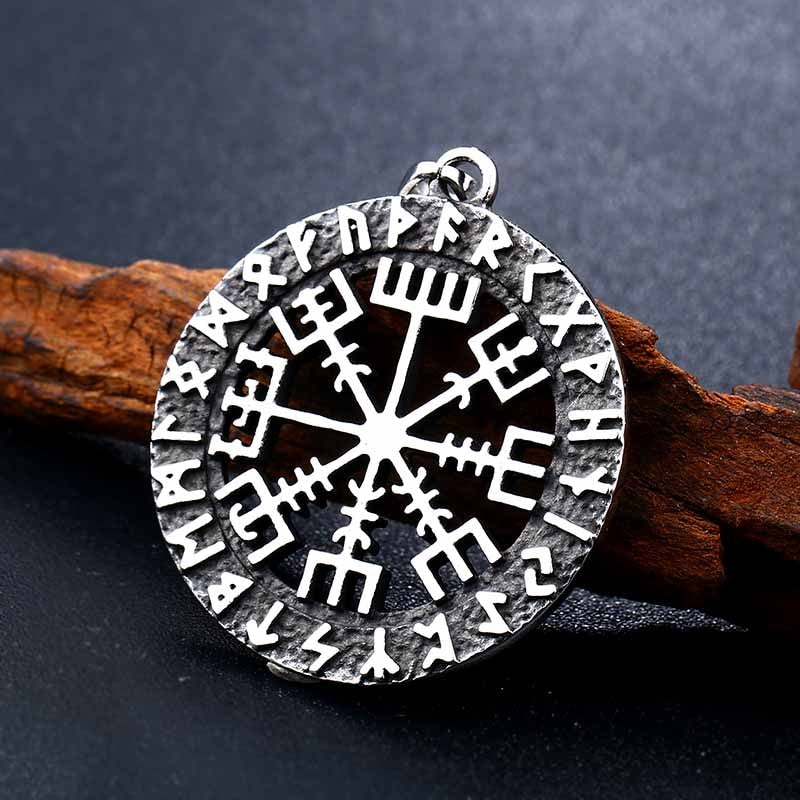 Beier 316L stainless steel viking odin's symbol of norse runic pendant necklace Viking Runes Vegvisir Compass chain BP8-288