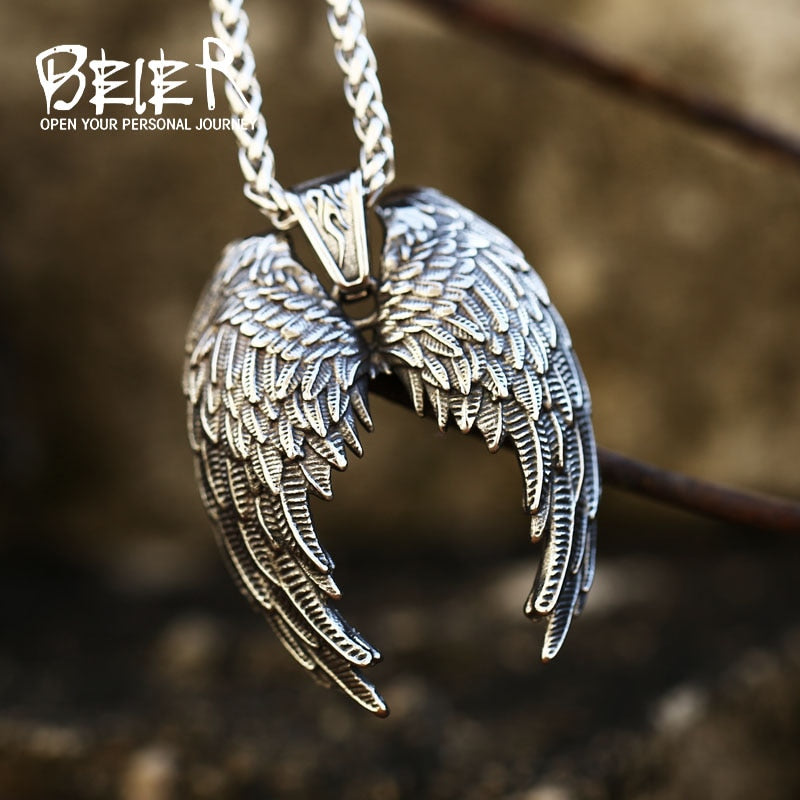Beier Classic Angel Wings Pendant necklace For Man Stainless Steel Good Detail Jewelry LHP206