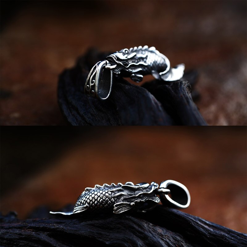 Beier Punk Vintage Women Men Luck Fish Stainless Steel Pendant Chain Necklace Jewelry LHP177