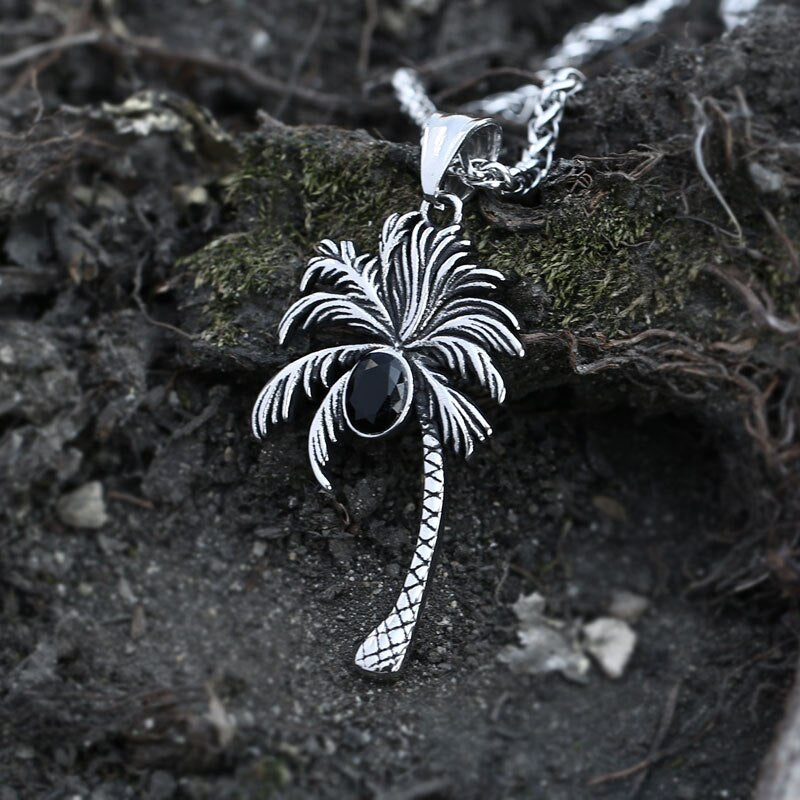 Beier Stainless Steel Coconut Palm Tree Pendant Chain Necklace men Jewelry gift LHP157