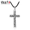 Beier store  thai silver color cross pendant necklace jewelry free give rope for man women Gift A2473