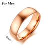 Wedding Rings for Women & Men AAA Zircon Simple Fashion 316L Stainless Steel Rose Gold Color Engagement Jewelry Couple