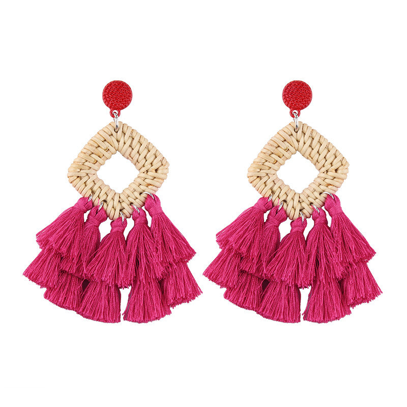 Geometric Tassel Drop Dangle Earrings For Women Jewelry Wooden Bohemian Wedding Statement Party Gift Earring Wholesale
