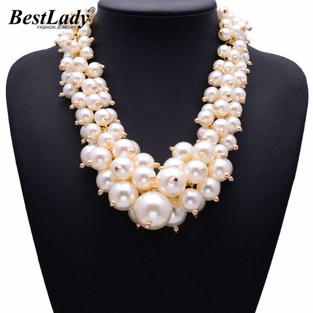 New Arrival Fashion Simulated Pearl Choker Necklace Luxury Statement Good Quality Jewelry Hotsale Necklace 9954