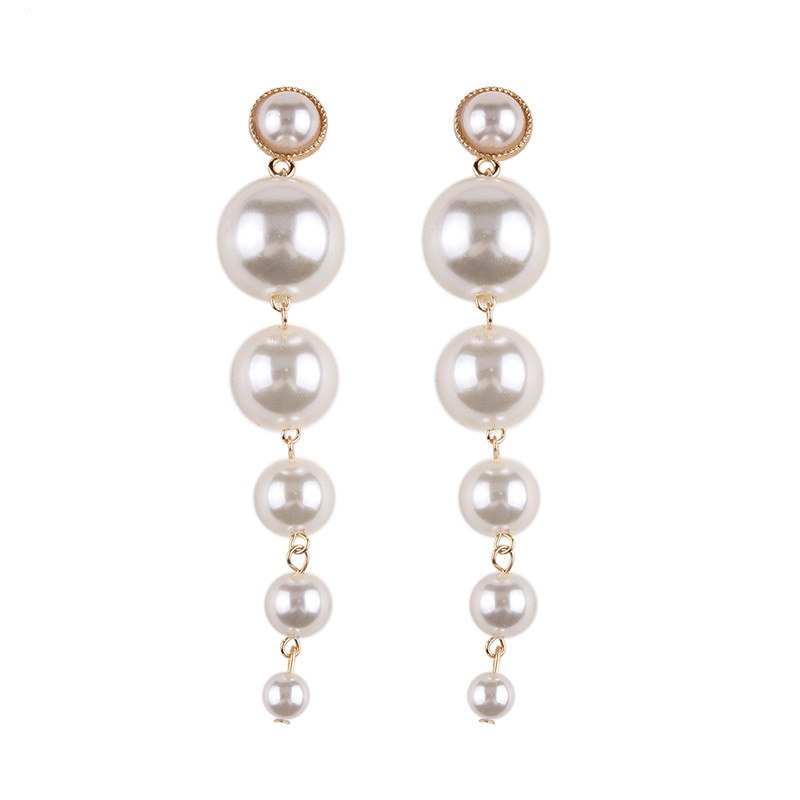 New Fashion Statement Jewelry Multilayers Simulated Pearl Long Earrings For Women Femme Beads Drop Dangle Earrings