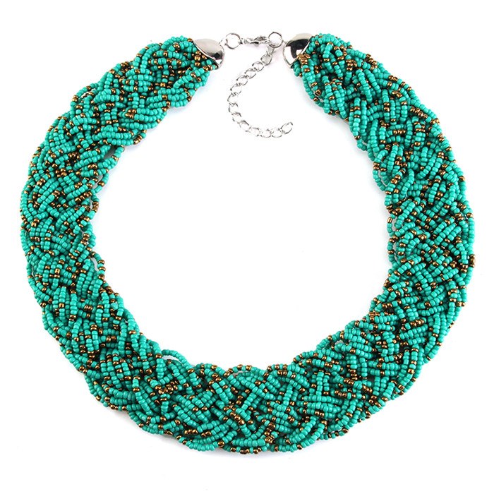 New Bohemia Boho Vintage Bib Beads Rope Luxury Maxi Rhinestone Bijoux Statement Collar Choker Necklace 2869