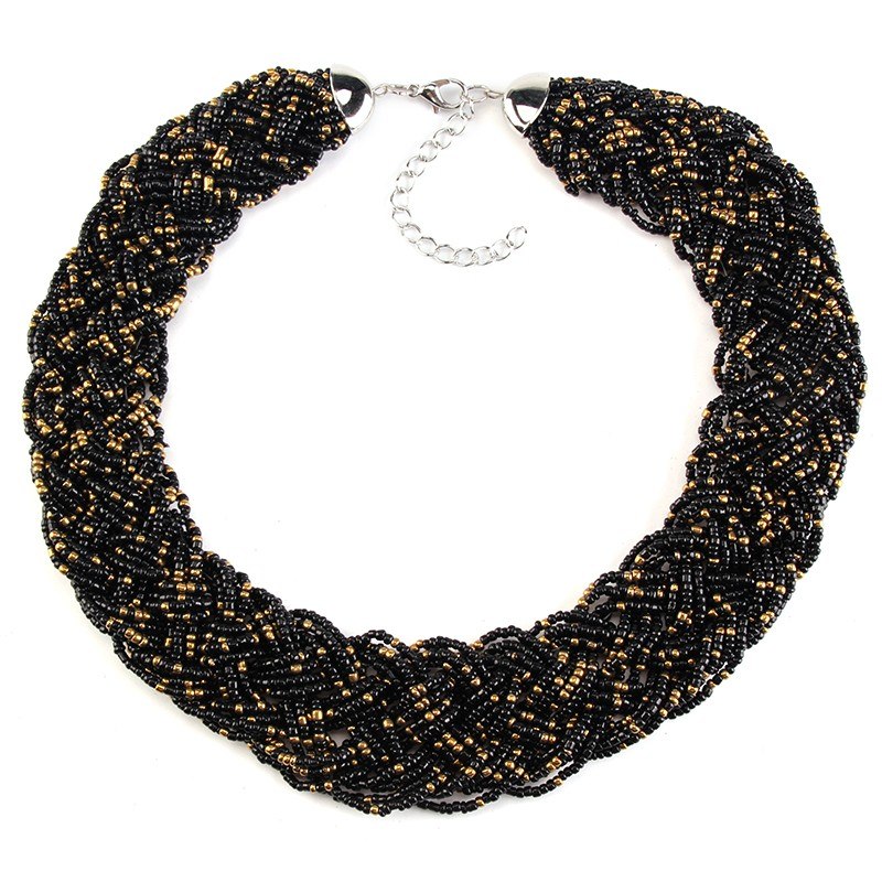 New Bohemia Boho Vintage Bib Beads Rope Luxury Maxi Rhinestone Bijoux Statement Collar Choker Necklace 2869