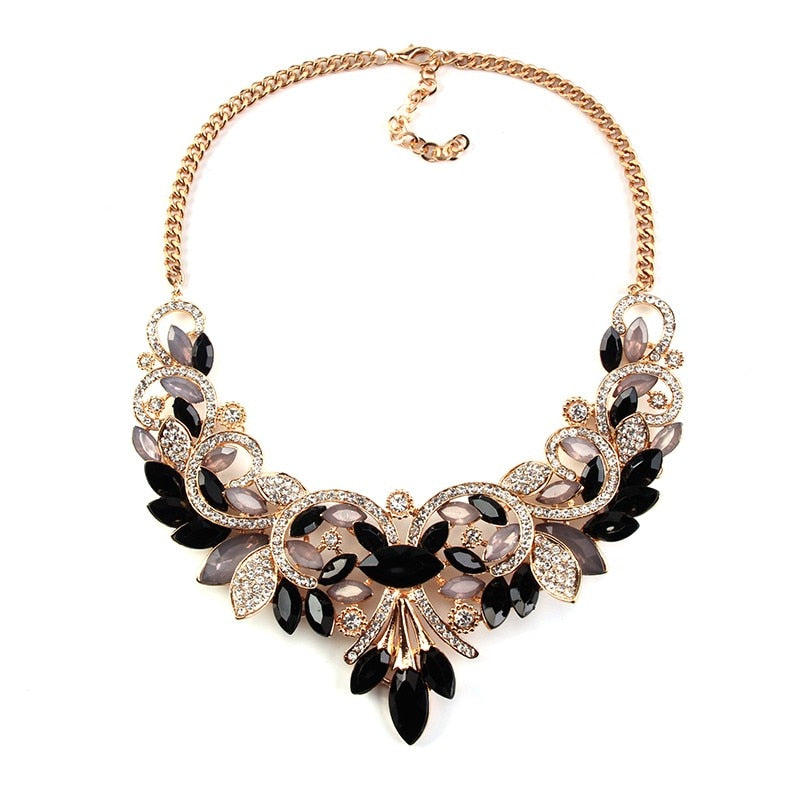 New Spring Colorful Crystal Women Brand Maxi Statement Necklaces & Pendants Vintage Turkish Jewelry Necklace 2605