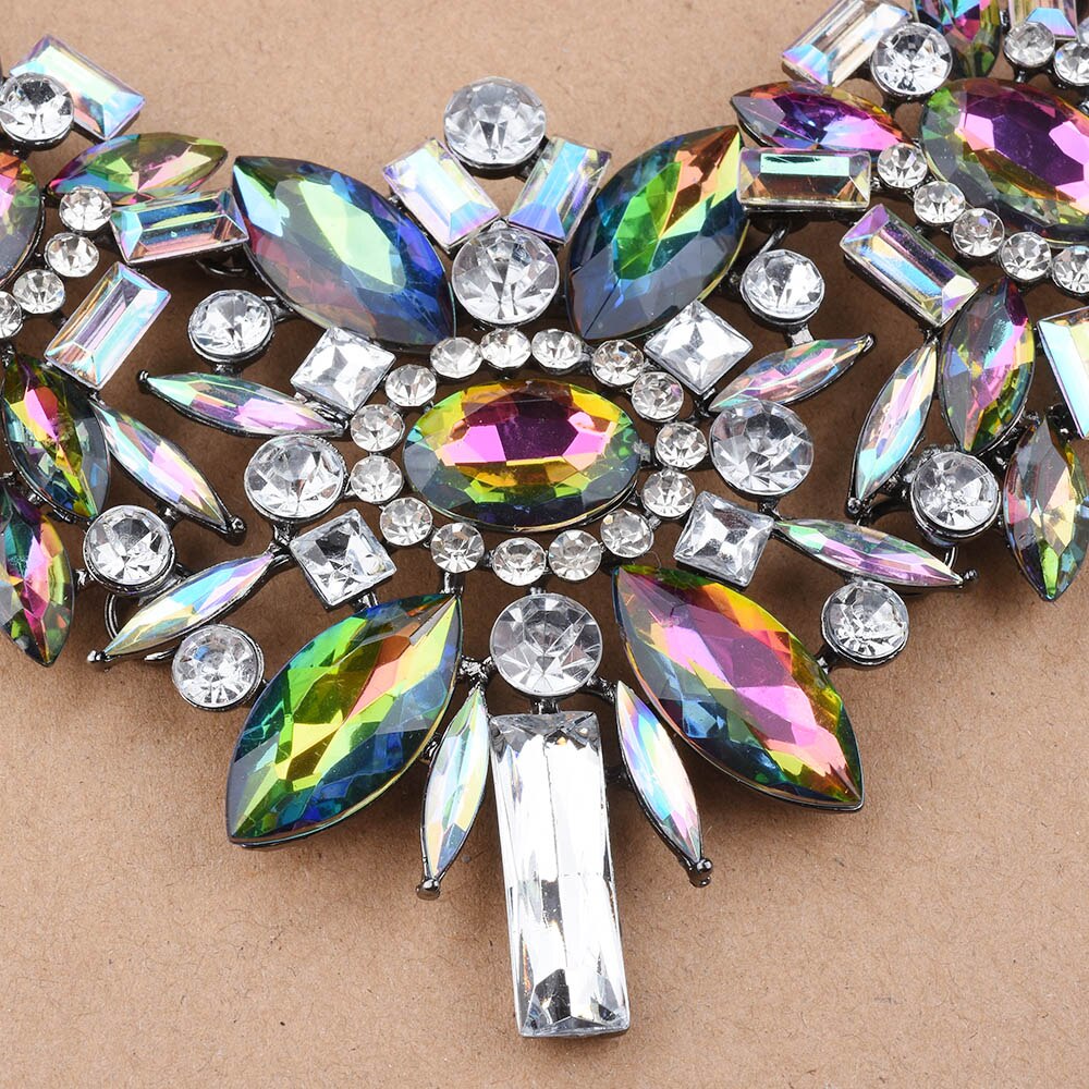 Bib Statement Necklace Colorful Stones Crystal Collar Choker Necklace for Woman Accessories