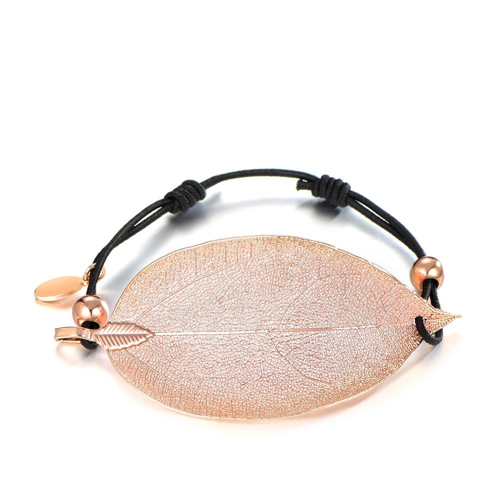 Big Artificial Leaves Bracelet Gold Silver Color Leaf Pendant Elastic Rope Chain Bracelets For Woman Jewelry Accessories