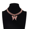 Big Butterfly Necklace Pendent Cuban Link Chain For Women Rhinestone Choker Jewelry  Accessories
