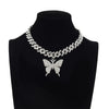 Big Butterfly Necklace Pendent Cuban Link Chain For Women Rhinestone Choker Jewelry  Accessories
