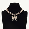Big Butterfly Necklace Pendent Cuban Link Chain For Women Rhinestone Choker Jewelry  Accessories