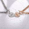 Big Chain Couple Necklace for Men Women Heart 2 pcs Love Pendant Necklace Double Color Friends Family Lovers Jewelry Gift