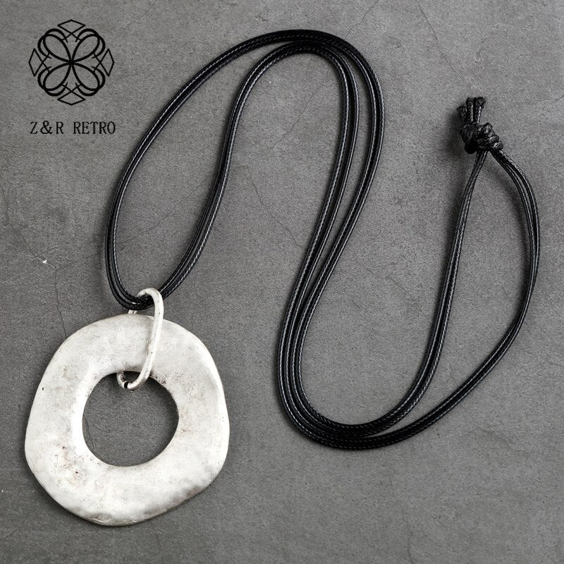 Big Chain Necklace Jewelry Geometric Statement Suspension Handmade Pendant Rope Metal Vintage Unisex Sweater Clothes Accessories