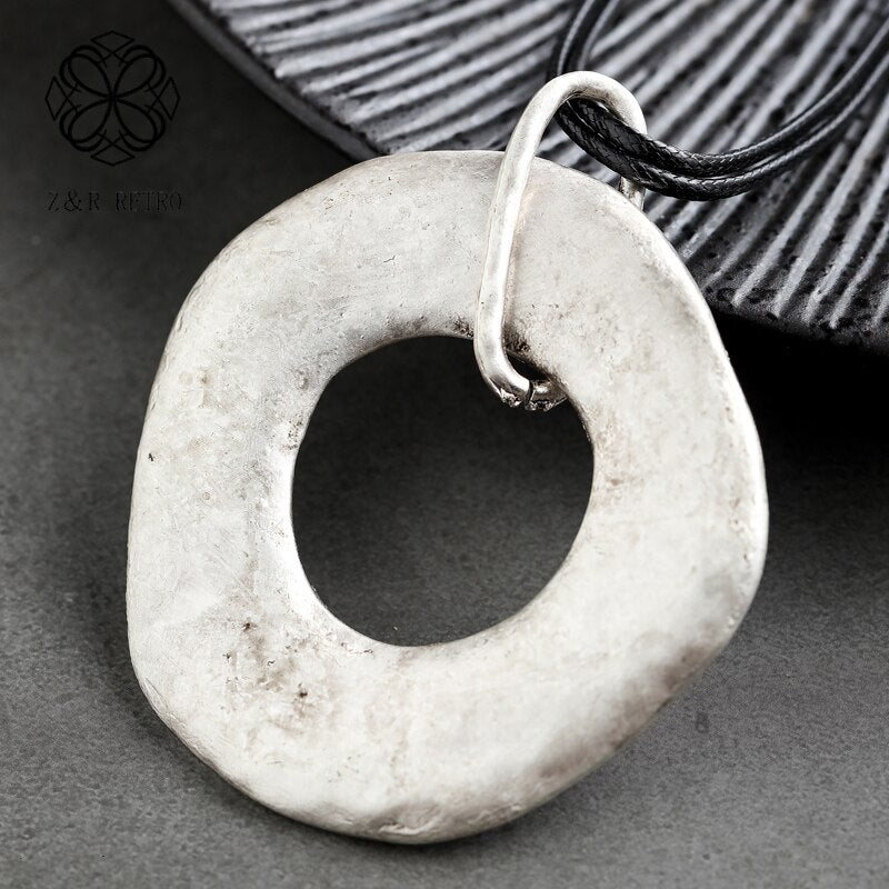 Big Chain Necklace Jewelry Geometric Statement Suspension Handmade Pendant Rope Metal Vintage Unisex Sweater Clothes Accessories