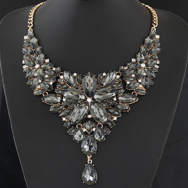 Big Choker Necklace Crystal Flower Necklaces & Pendants Maxi Necklace Women Collier Femme Vintage Statement Jewelry Collares