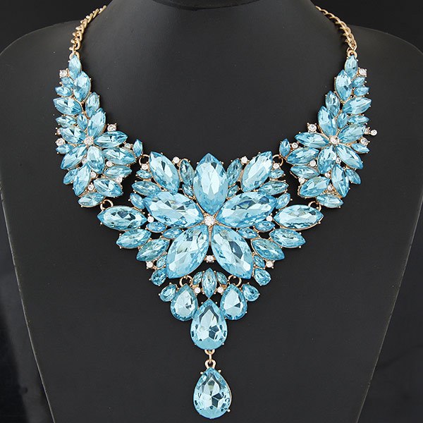 Big Choker Necklace Crystal Flower Necklaces & Pendants Maxi Necklace Women Collier Femme Vintage Statement Jewelry Collares