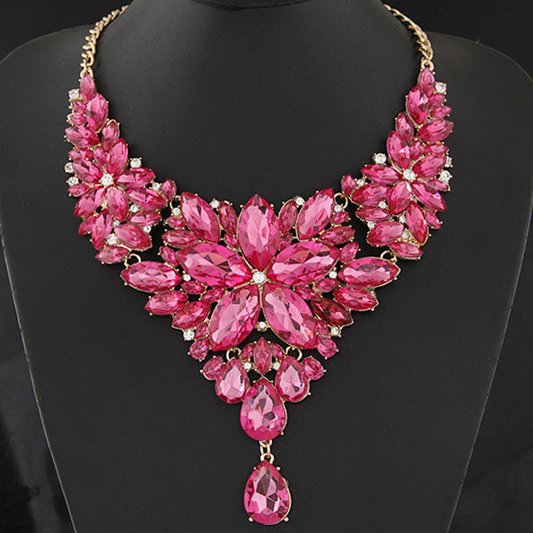 Big Choker Necklace Crystal Flower Necklaces & Pendants Maxi Necklace Women Collier Femme Vintage Statement Jewelry Collares