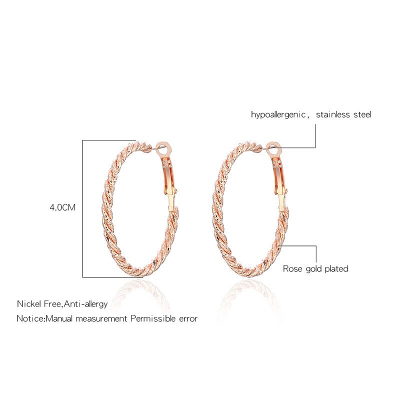 Big Circle Round Hoop Earrings Rose Gold Silvery Colors Stainless Steel Punk Trendy Earring for Women Statement Jewelry