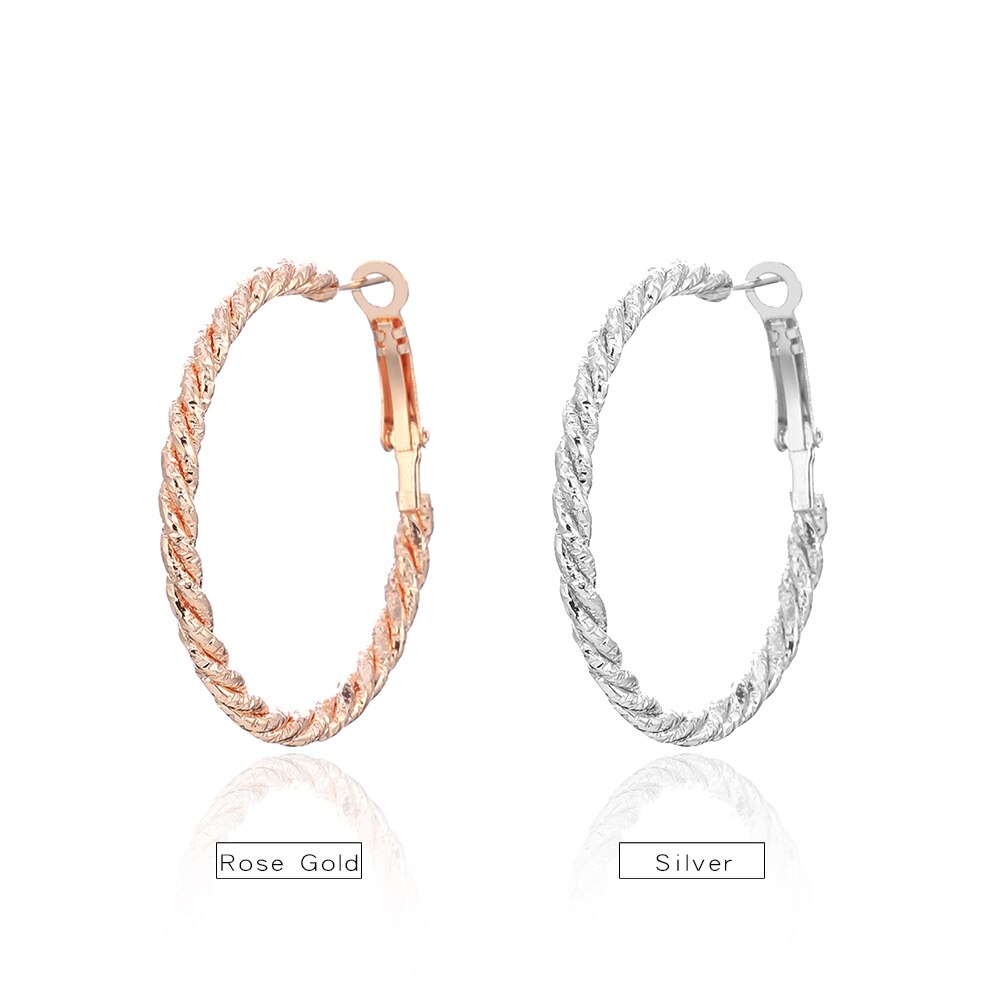 Big Circle Round Hoop Earrings Rose Gold Silvery Colors Stainless Steel Punk Trendy Earring for Women Statement Jewelry
