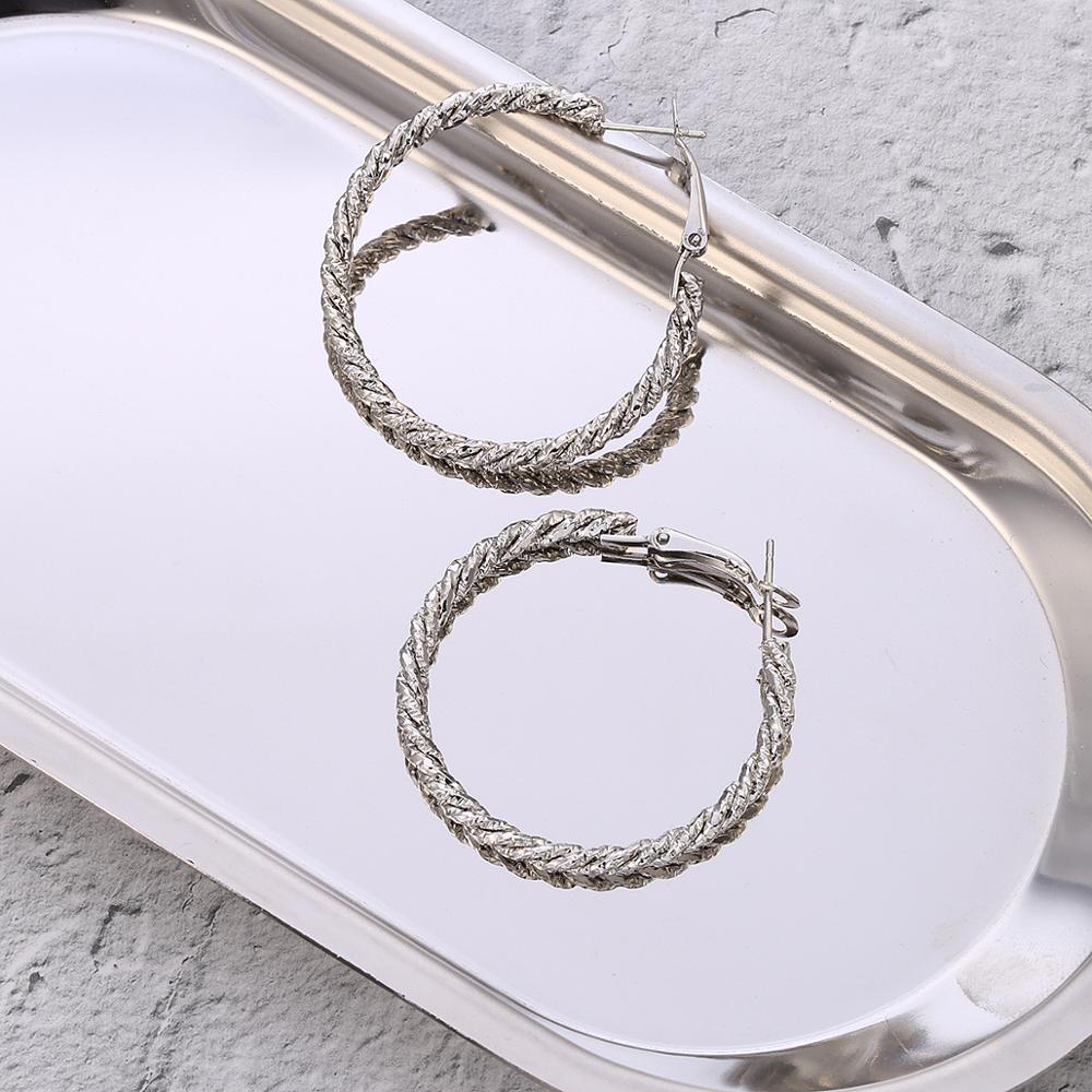 Big Circle Round Hoop Earrings Rose Gold Silvery Colors Stainless Steel Punk Trendy Earring for Women Statement Jewelry