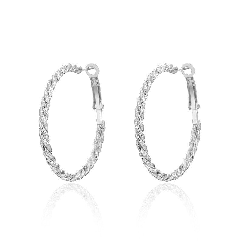 Big Circle Round Hoop Earrings Rose Gold Silvery Colors Stainless Steel Punk Trendy Earring for Women Statement Jewelry