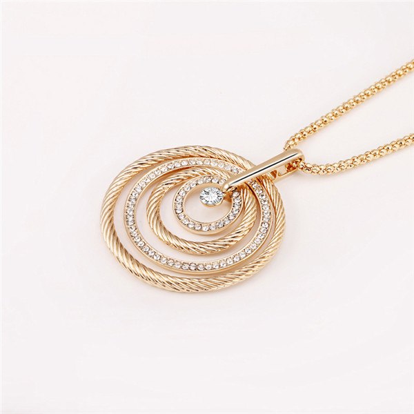 Big Circles Pendant Necklace CZ Crystal Necklaces Multiple Gold Silver Long Popcorn Chains Necklace Women Statement Jewelry