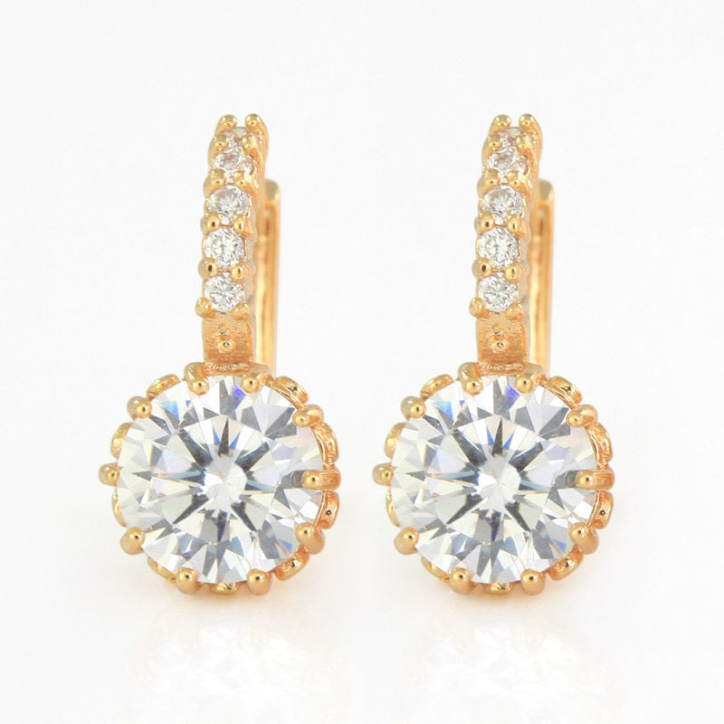 Big Crystal Gold Hoop Earrings For Women Brinco Ouro Pendiente Aretes de Plata Zircon Earings Fashion Jewelry E0815W