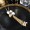 Big Flower Shape Natural Red Blue Stone Fresh Water Baroque Pearl Necklace For Women Luxury Long Tassel Pendant Necklace Jewelry