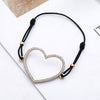 Big Hollow Heart Bracelet Gold Silver Color Crystal Heart Pendant Elastic Rope Chain Bracelets For Woman Jewelry Gifts