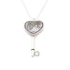 Big Key Necklace 100% 925 Sterling Silver Floating Locket Heart ,Sapphire Crystal & Pink Cz Necklaces DIY Fine Jewelry SN055