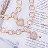 Big Link Chain Chokers Necklace for Women Gold Silver Color Heart with Bing Zircon Statement Necklaces Ketting Jewelry