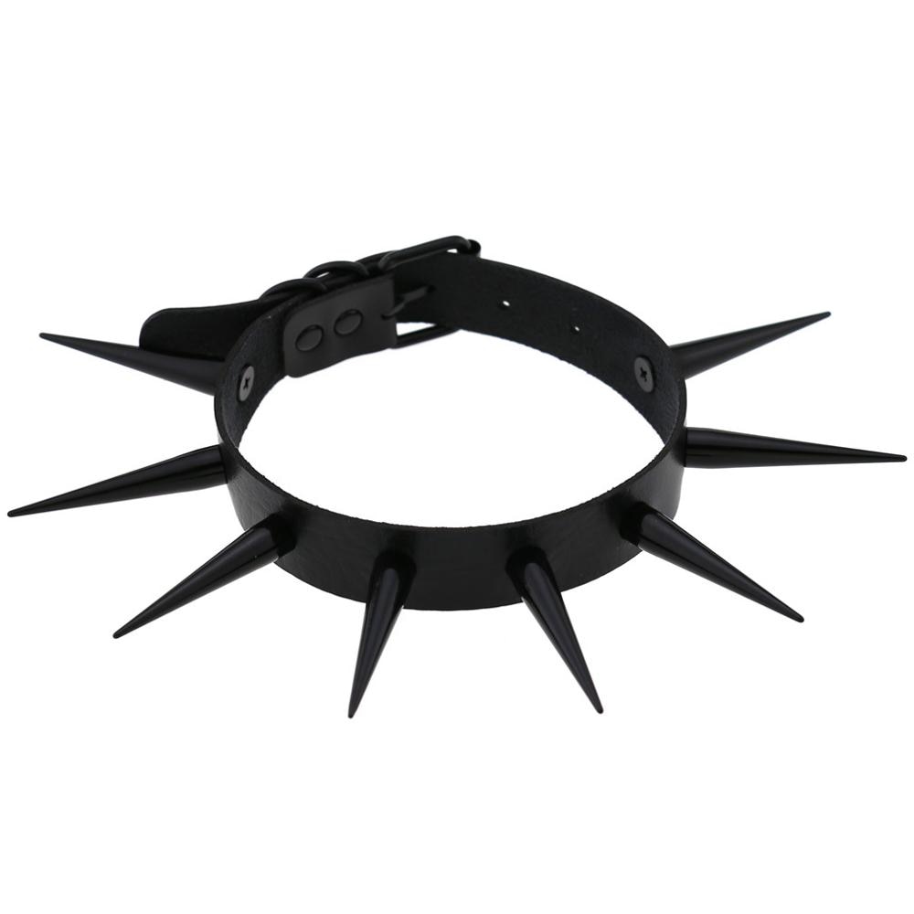 Big Long Spikes Choker Eather Collar Cool  Punk  Necklace  For Women Men Emo  Metal Chocker Goth Jewelry