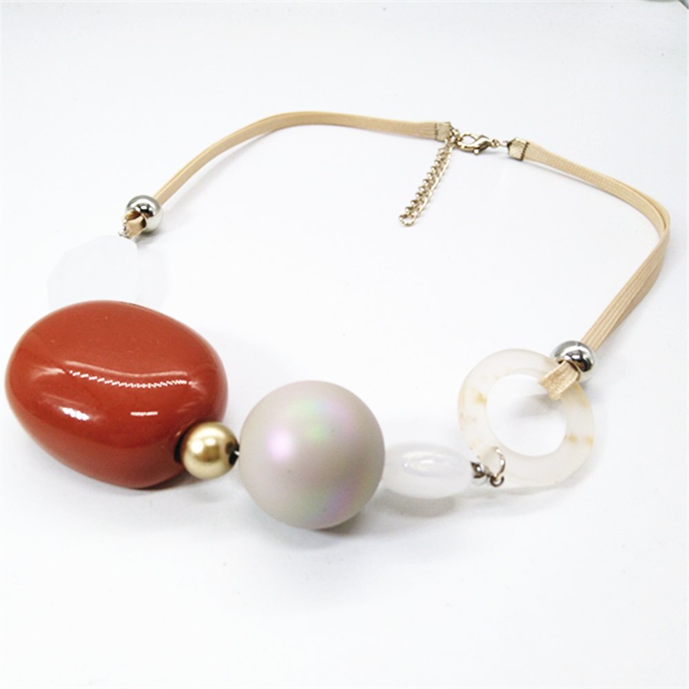 Big Natural Stone Blue Brown Geometric Girl Vintage Pendants Choker Necklace Women Sweater Chain Jewelry Wedding