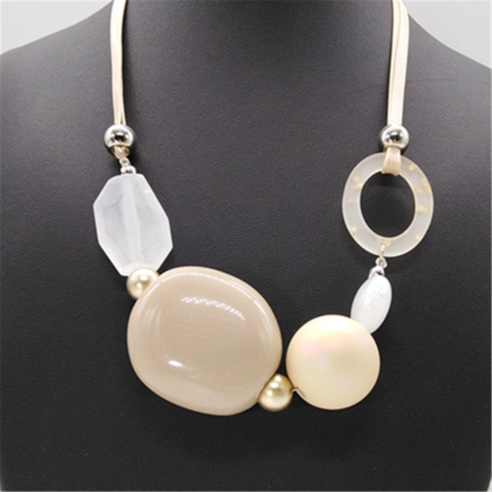 Big Natural Stone Blue Brown Geometric Girl Vintage Pendants Choker Necklace Women Sweater Chain Jewelry Wedding