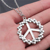 Big Peace Sign Pendant Necklace Simple Vintage Peace Symbol Pendant Necklace Metal Chain Long Chain Necklace