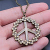 Big Peace Sign Pendant Necklace Simple Vintage Peace Symbol Pendant Necklace Metal Chain Long Chain Necklace