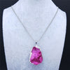 Big Pink Crystal Necklaces for Women Silver Color Boho Long Charm Necklaces Jewelry pierre naturelle et cristaux NXS04