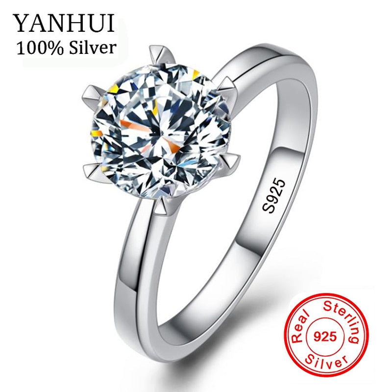 Big Promotion Natural Real 925 Sterling Silver Rings Wedding Jewelry 6&7mm Zirconia CZ Diamant Engagement Rings For Women BR121