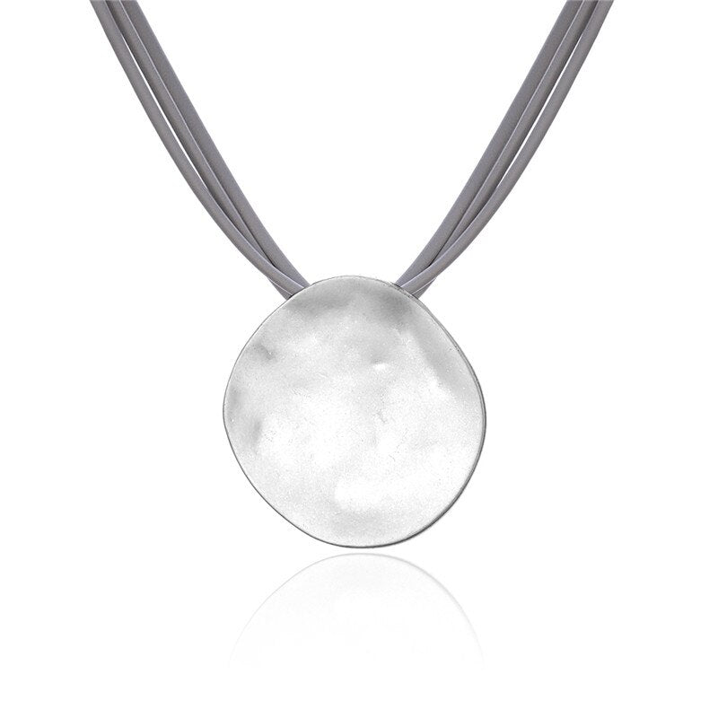 Big Round Color Choker Necklace Women Simple Black Leather Layered Chain Irregular Pendant Necklace 2019 Jewelry Gift