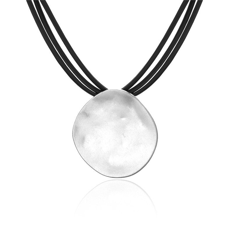 Big Round Color Choker Necklace Women Simple Black Leather Layered Chain Irregular Pendant Necklace 2019 Jewelry Gift