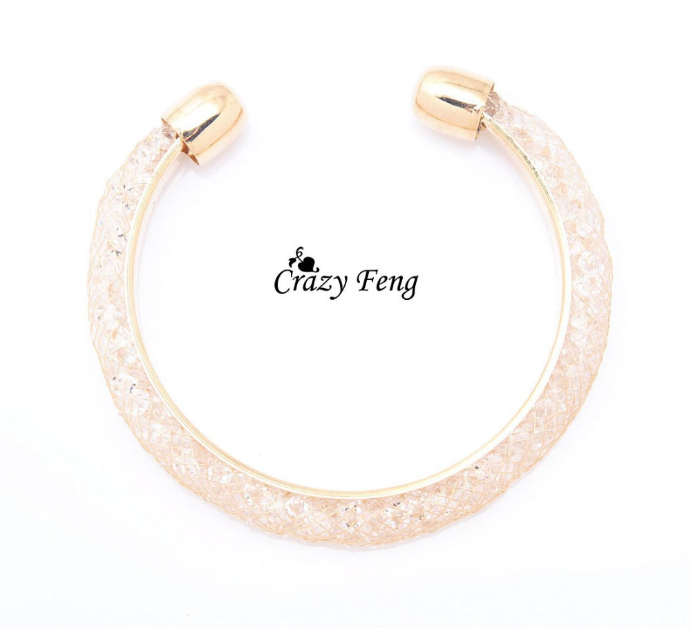 Big Sales Cubic Zirconia Cuff Bangles For Women Fashion Gold Color Hollow Statement Open Bangles & Bracelet Charm Female Jewelry